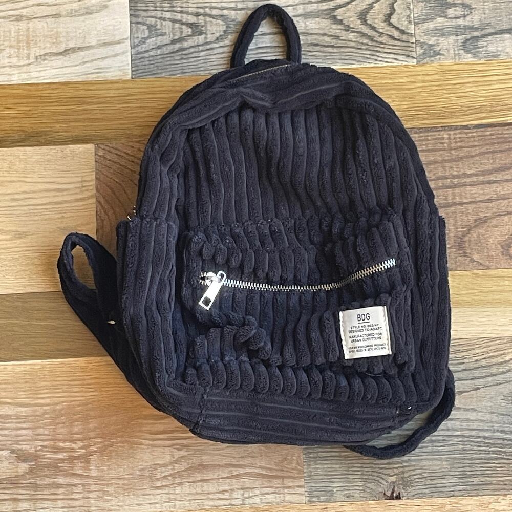 BDG Urban Outfitters Black Corduroy Textured Mini Backpack Y2K